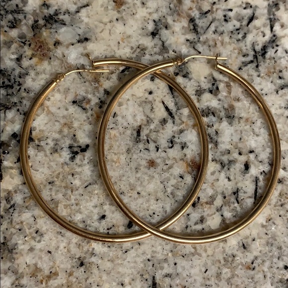 ❌SOLD❌14K Vintage Yellow Gold Hoops 💙💙 - Picture 2 of 12